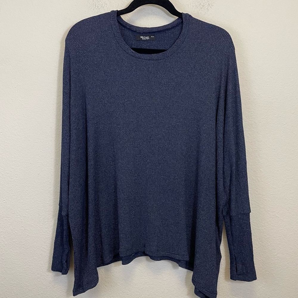 Michael Lauren Blue‎ Slouchy Long Sleeve Crewneck Knit Top Size XS/S